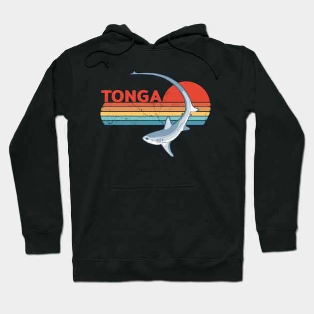 Thresher Shark Kingdom of Tonga Vintage Travel Design Hoodie by NicGrayTees